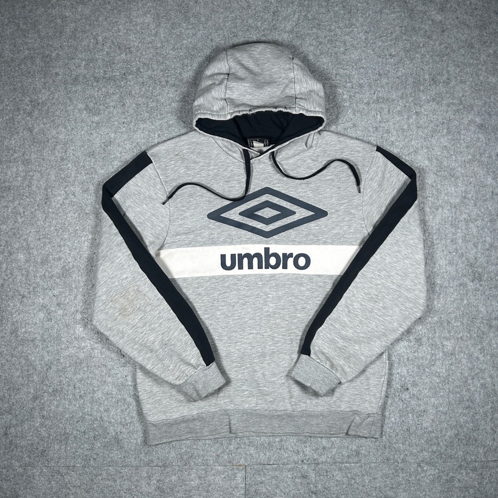 Umbro Hoodie Men Medium Gray Pullover Logo Soccer Sportswear Athleisure Active